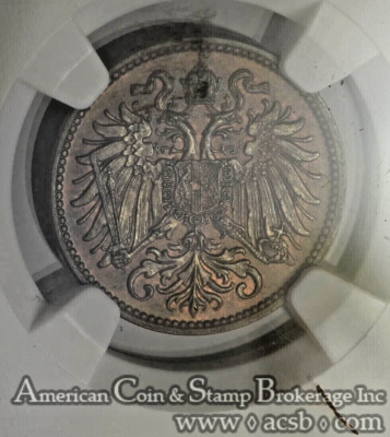 Austria 2 Heller 1914 MS63 BN NGC bronze KM#2801 2nd Finest Pop 1/1 Gem
