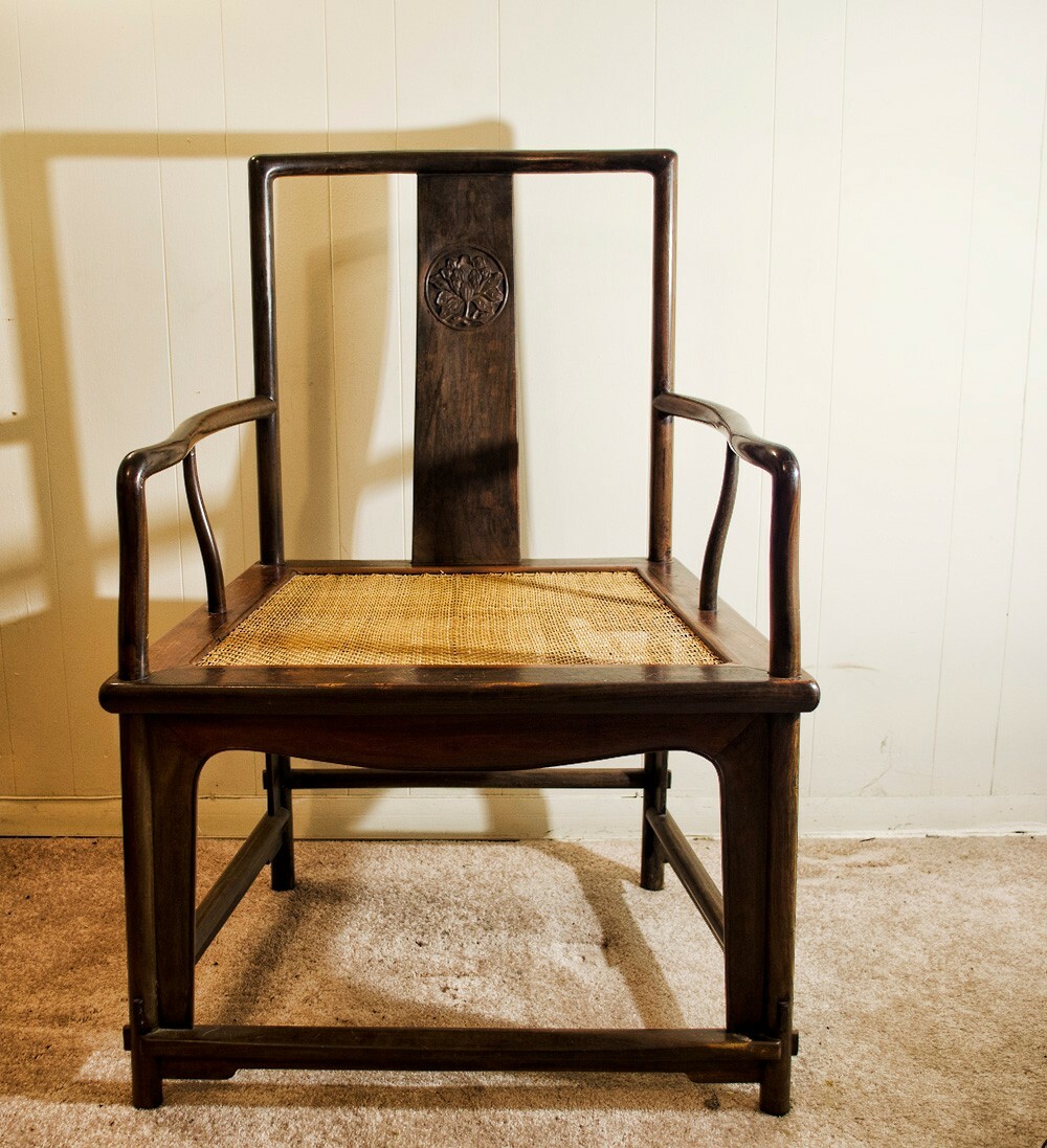18th Century Antique Zitan Wood Southern Hat Armchair