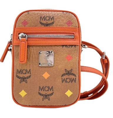 MCM New Cognac Logo Canvas X-Mini Crossbody Bag Purse/ Retail : $580