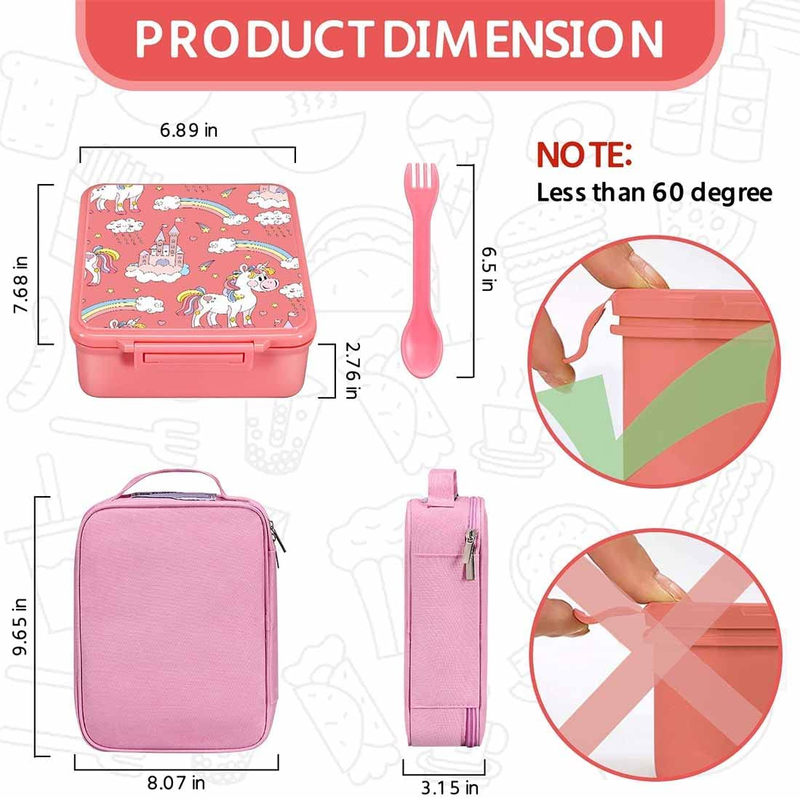 Bento Lunch Box for Kids with 8Oz Soup Thermos, Leakproof Lunch Compartment Cont