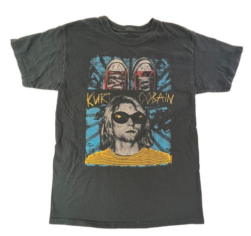 トップス nirvana kurt cobain s/s Tee fade black Nirvana Kurt Cobain T-shirt size XL double sided black