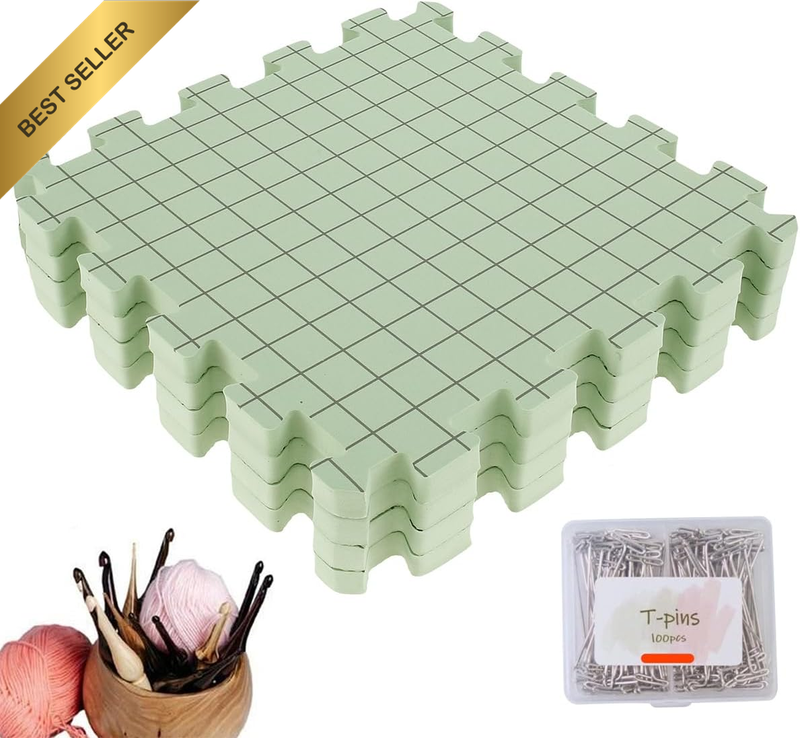4Pcs Foam Blocking Board Set with 100 T-Pins, Blocking Mats for Wet and Steam Bl