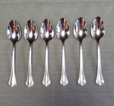 6 Pc. Lenox ALCOTT Stainless Steel Flatware 18/10 Oval Soup Spoons  NEW !!!