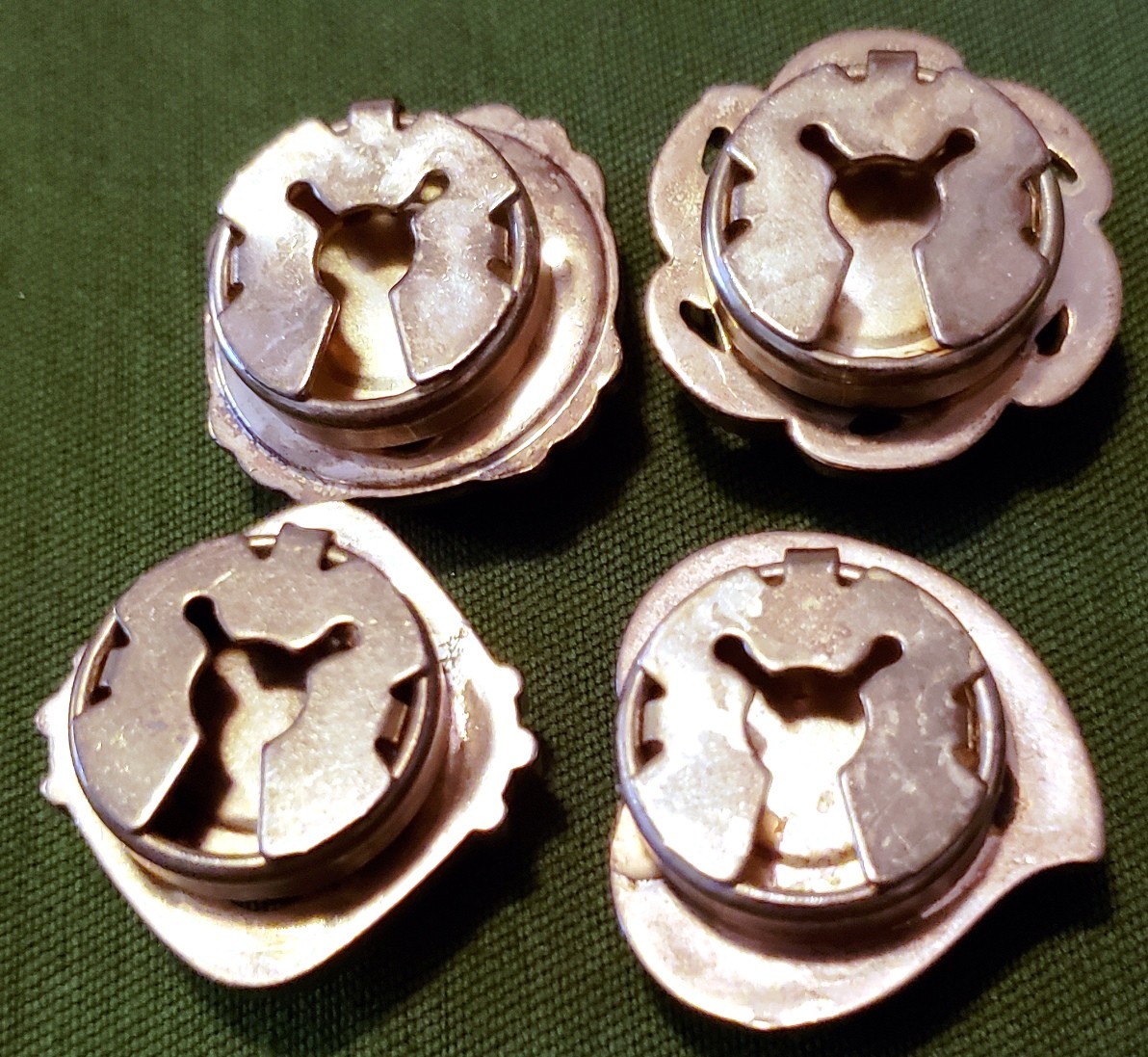 Unique Lot Set of 4 Brass Tone Round Button Covers