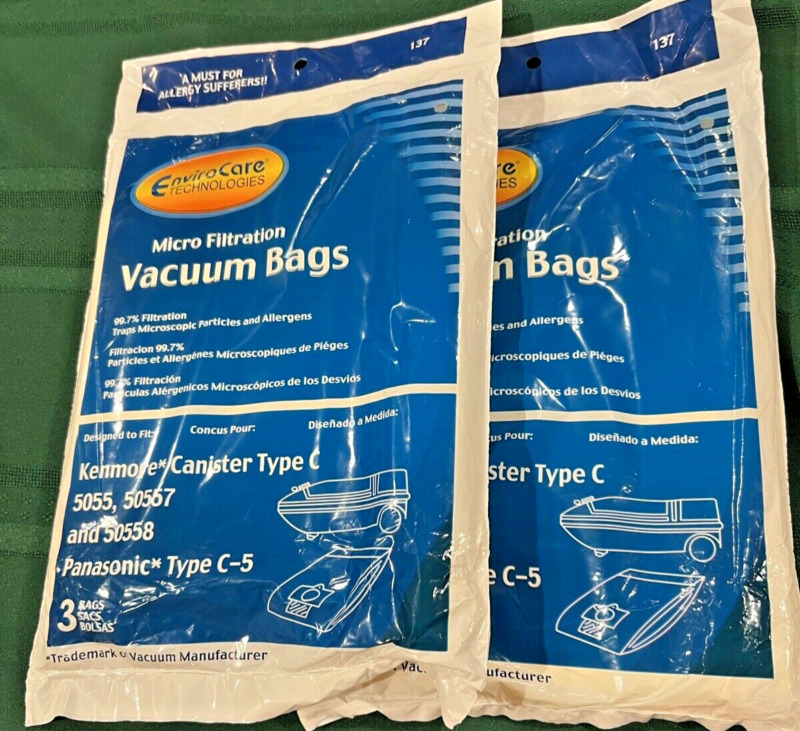2 Packs -envirocare Kenmore Type C 5055,50557,50558 Canister Vacuum Cleaner Bags