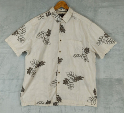 REI Shirt Mens XL Short Sleeve Button Up Floral Hemp Organic Cotton Outdoor Camp