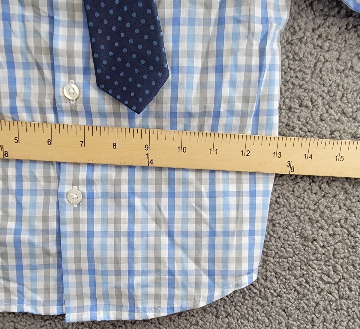 Nautica Plaid Button Up Shirt w/ Polka Dot Neck Tie Boys 4T/4 Multicolor L/S - Picture 7 of 18