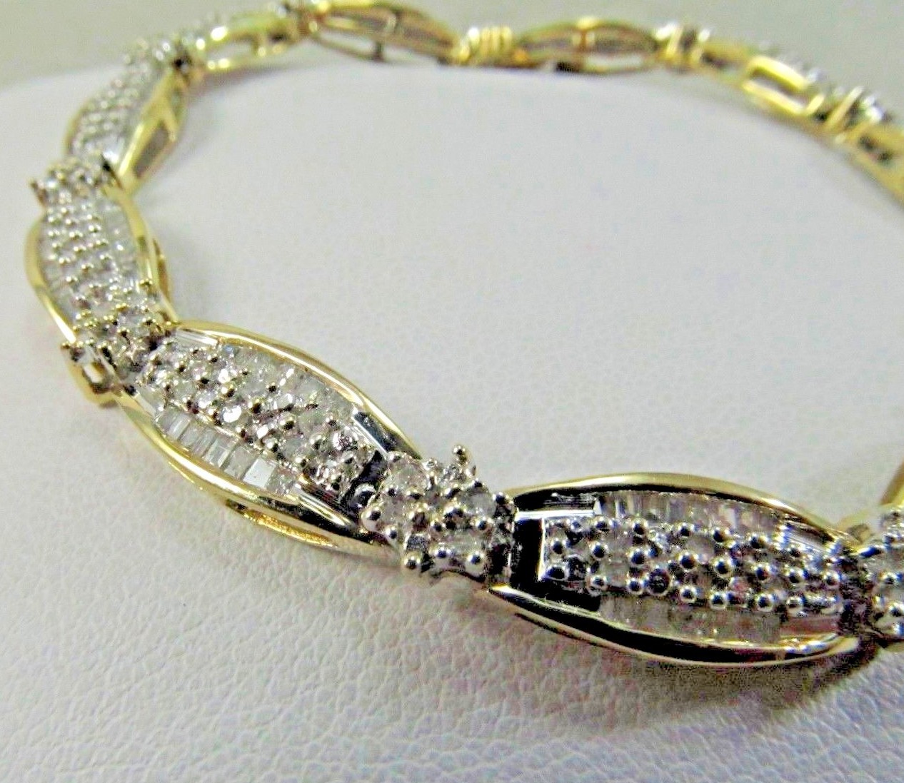 3 CT Diamond Bracelet 10K Yellow Gold   300+ Diamonds  7.5