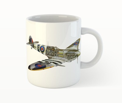 VC AIRCRAFT AEROPLANE MUG COFFEE CUP CAN BE PERSONALISED SPITFIRE MK