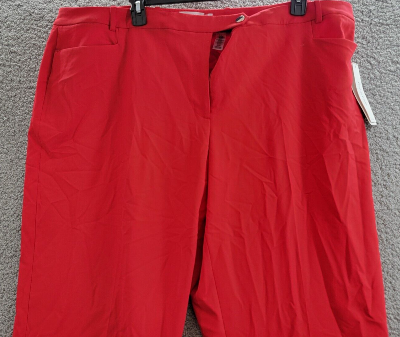 Calvin Klein Plus Size Mid-Rise Straight-Leg Pants Women's 24W Red Zip Closure~ - Picture 3 of 19
