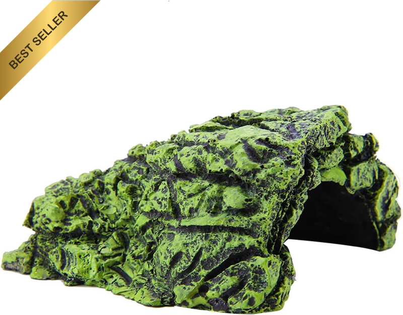 Turtle Reptile Basking Hide Cave, Decor Ornament with Climbing Terrace, Safe Hid