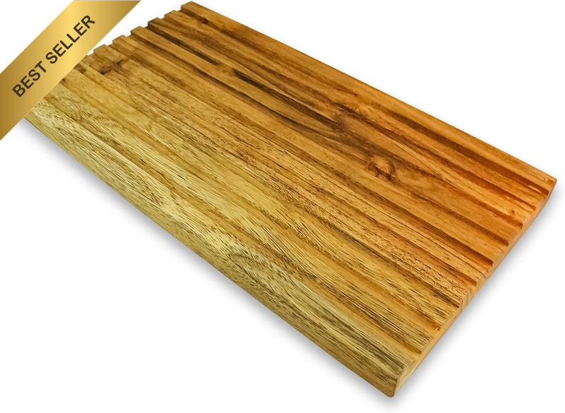 Premium Wooden Cheese Tray – Acacia Charcuterie Board with Grooves, 11X6 Serving
