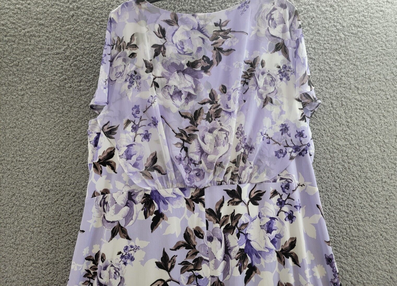 Connected Plus Size Floral-Print Overlay A-Line Dress Women's 22W Light Lavender - Picture 10 of 14