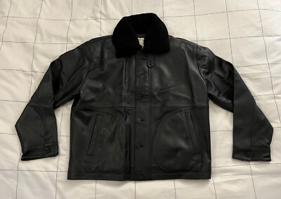 Aime Leon Dore ALD Leather N-1 Deck Jacket in Jet Black Men s Size XL FW23