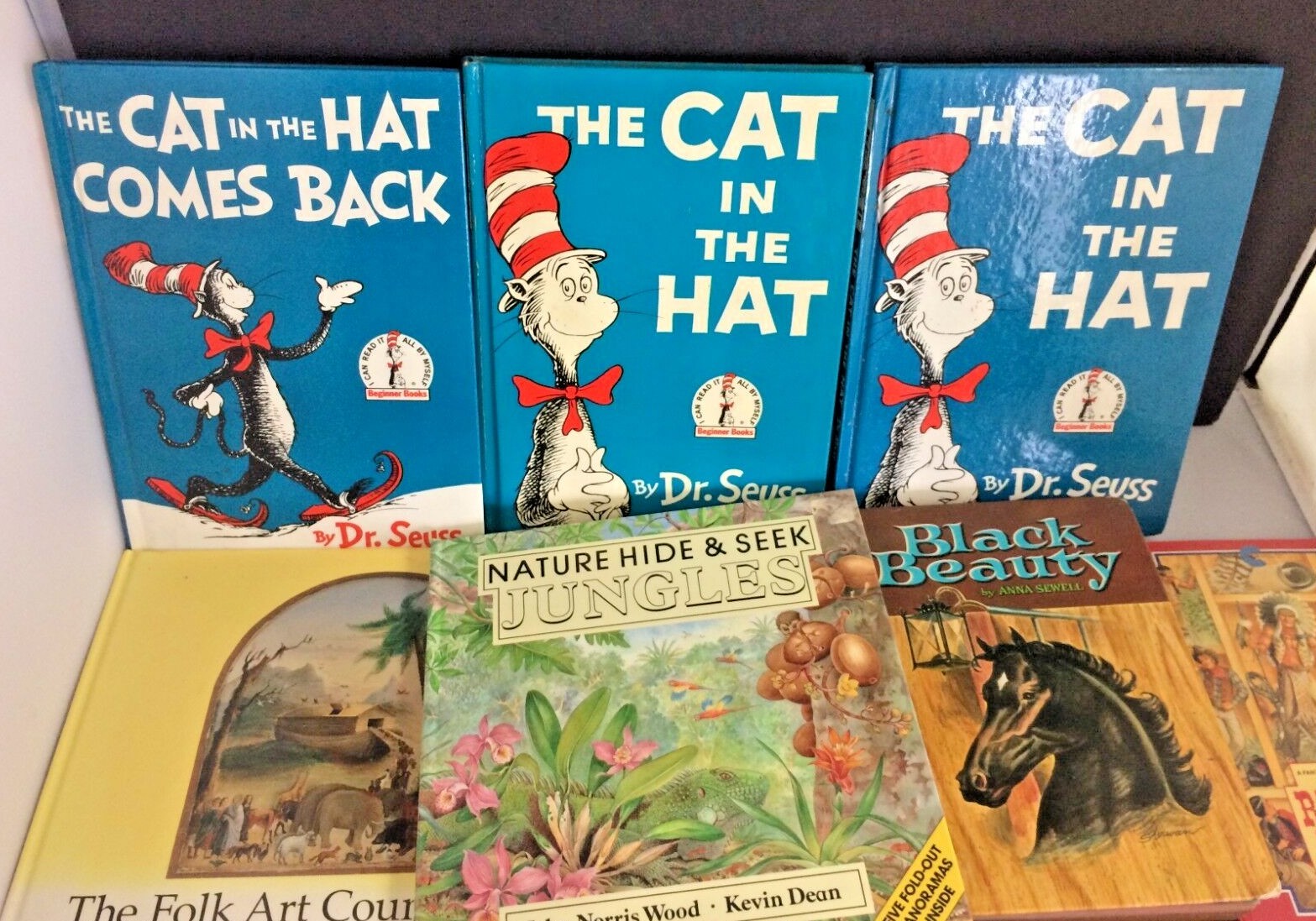 Lot of 12 vintage kids teen books Dr. Seuss, Jack Sprat, Black Beauty, Hiawatha