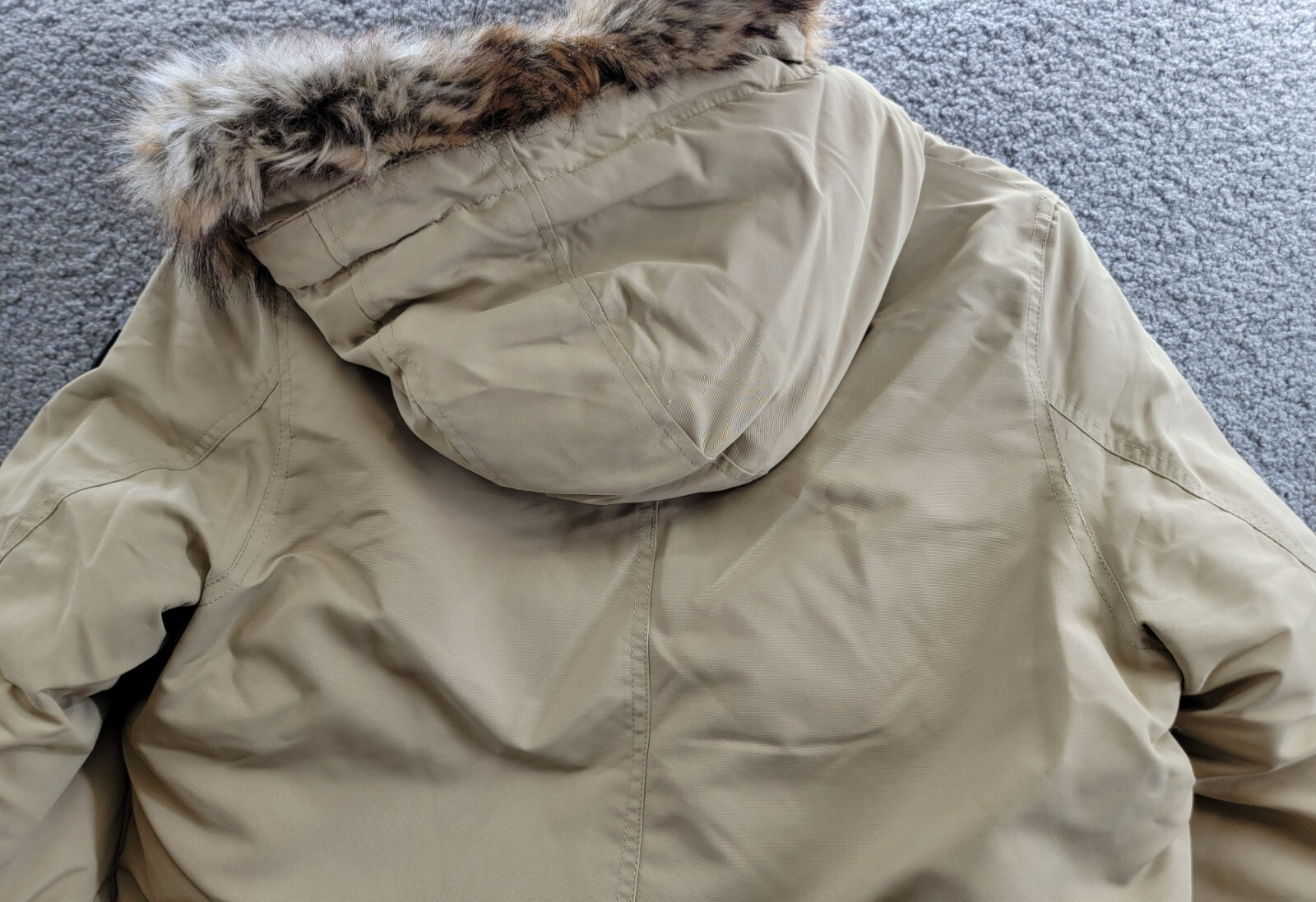 Polo Ralph Lauren Artificial-fur-Trim Down Parka Jacket Boys XL 18-20 Khaki Snap - Picture 12 of 18