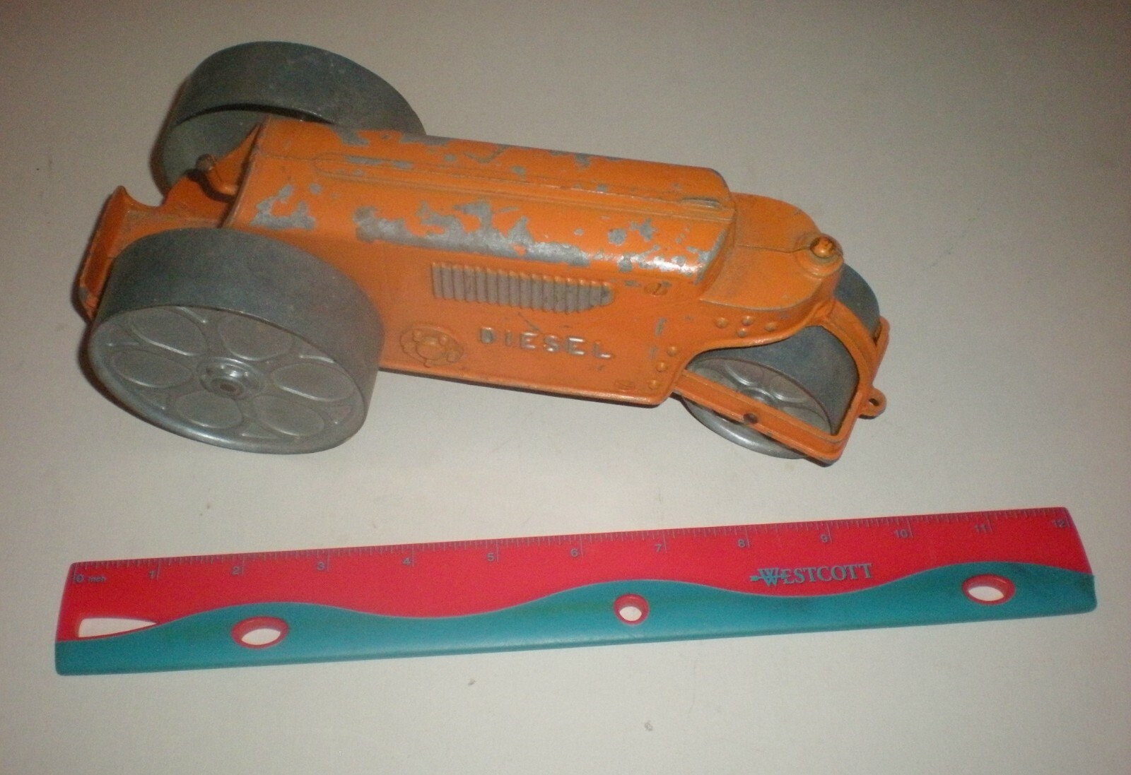 Vintage Metal Toys Hubley Diesel Steam Roller 400 & Yellow Tonka Bulldozer 300