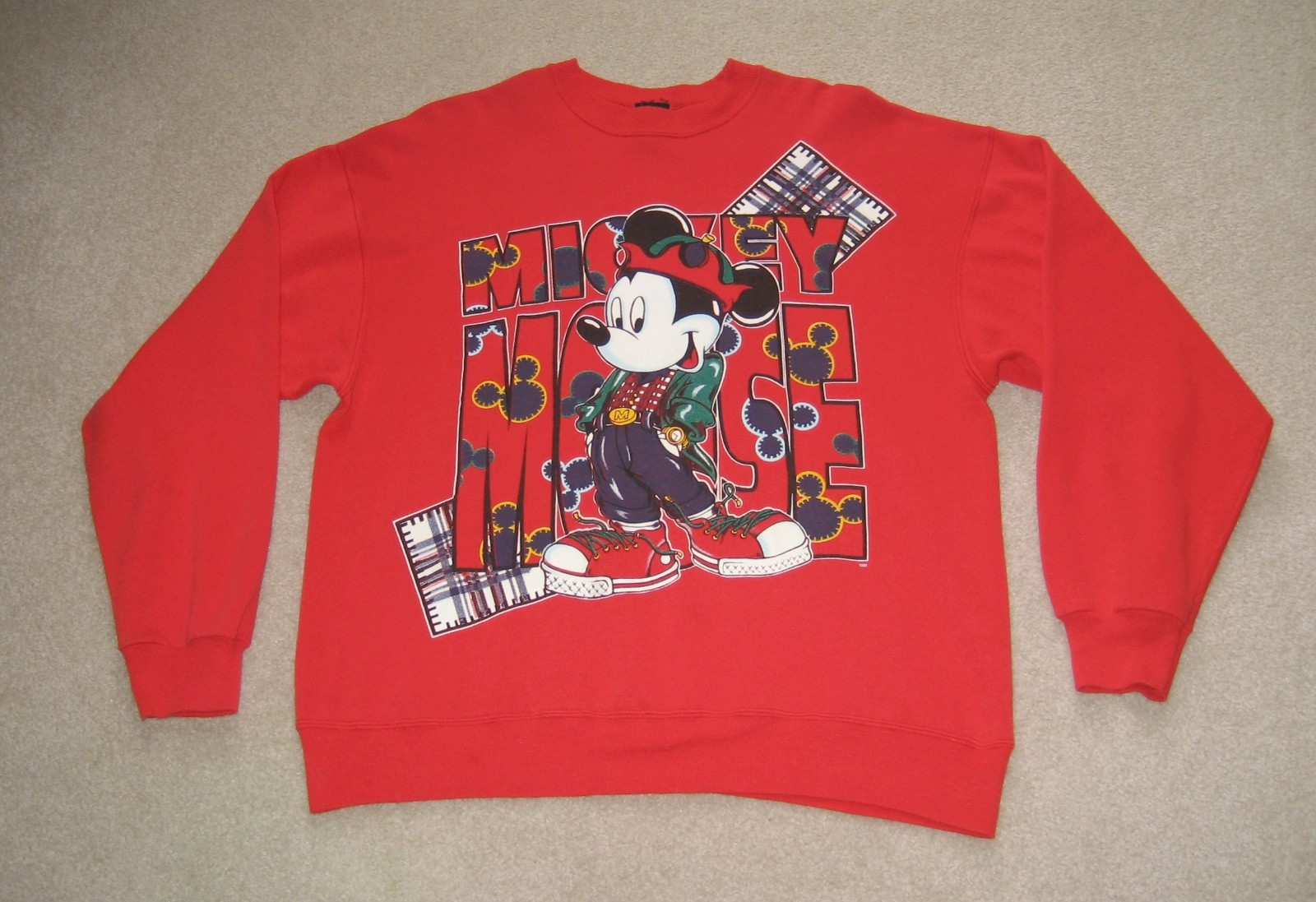 Vintage Hip Hop Mickey Mouse Unlimited Jerry Leigh Sweatshirt XL Adult Red USA