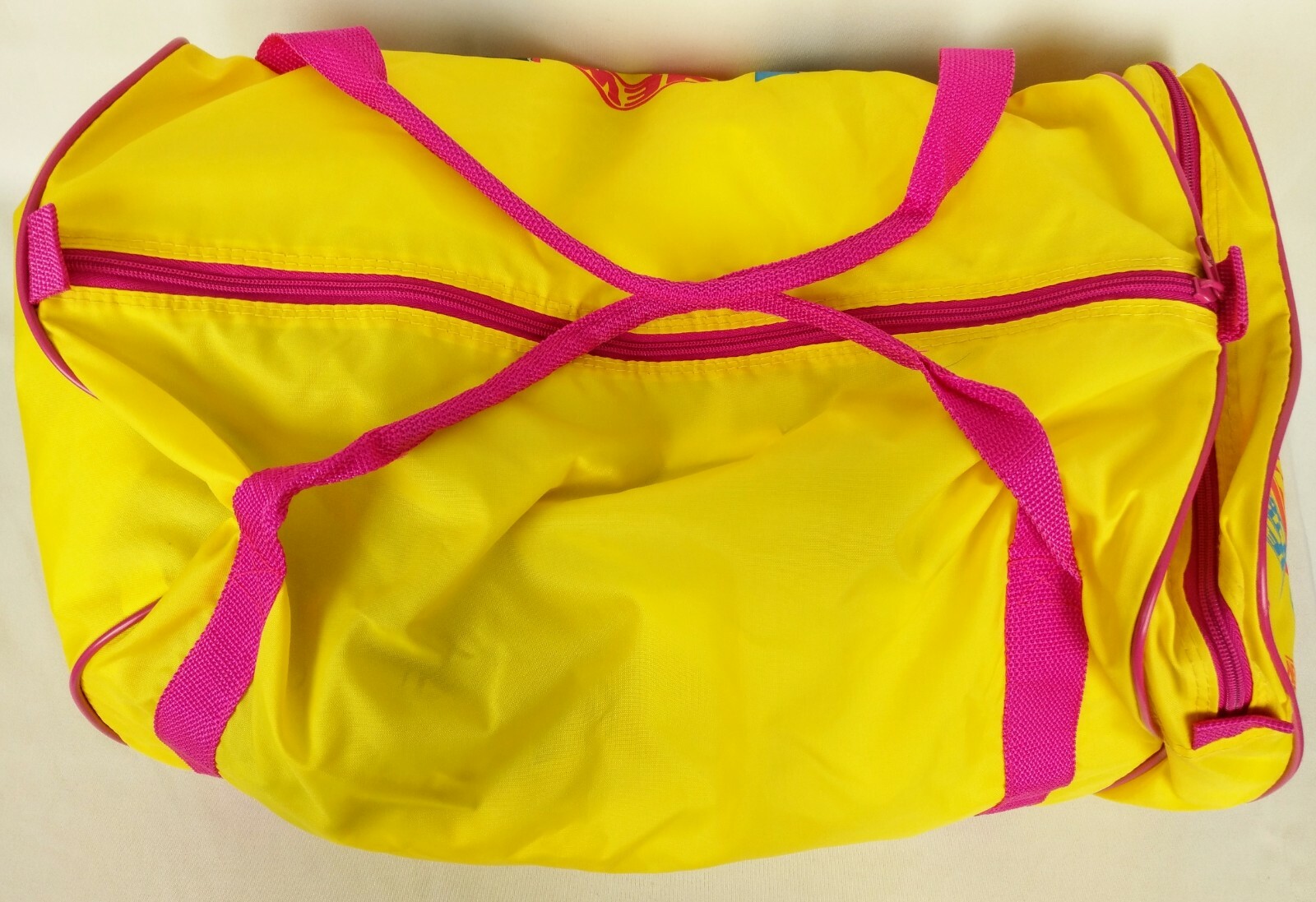 1990 New Kids on the Block Gym Duffel Bag Neon Yellow Pink Graphic Vintage