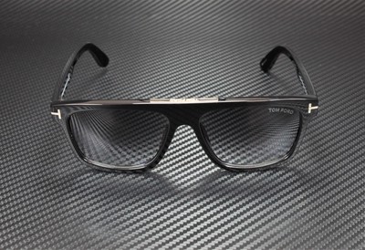 Pre-owned Tom Ford Cecilio-02 Ft0628 01b Shiny Black Gradient Smoke 57 Mm Men's Sunglasses In Gray