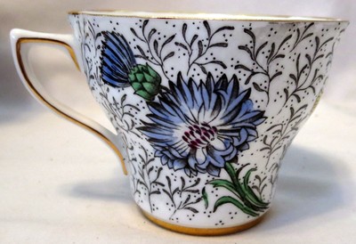Rosina Bone China Made in England Floral w/Gold Trim Tea Cup & Saucer