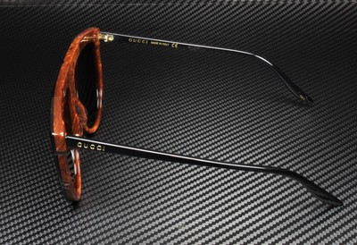 Pre-owned Gucci Gg0732s 001 Aviator Acetate Black Shiny Black Grey 61mm Women's Sunglasses In Solid Grey