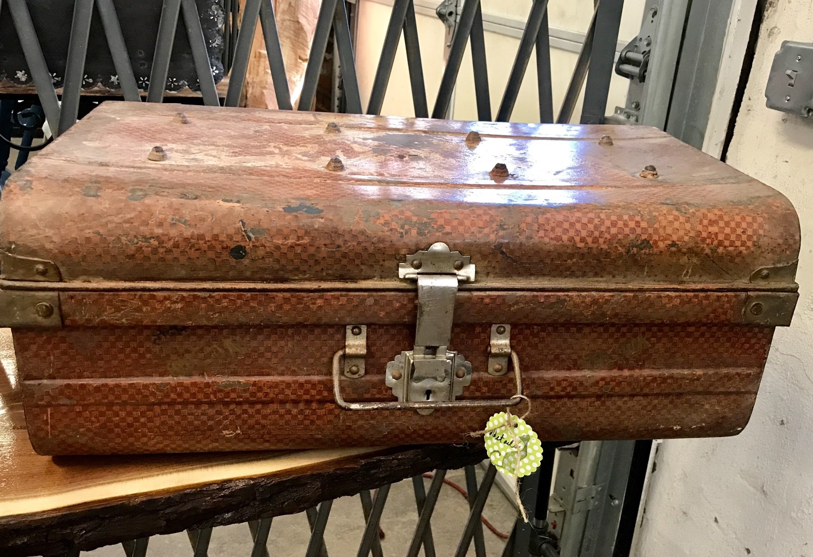 Antique Metal Suitcase Metal Suitcase Boho Decor One of a Kind Metal Case