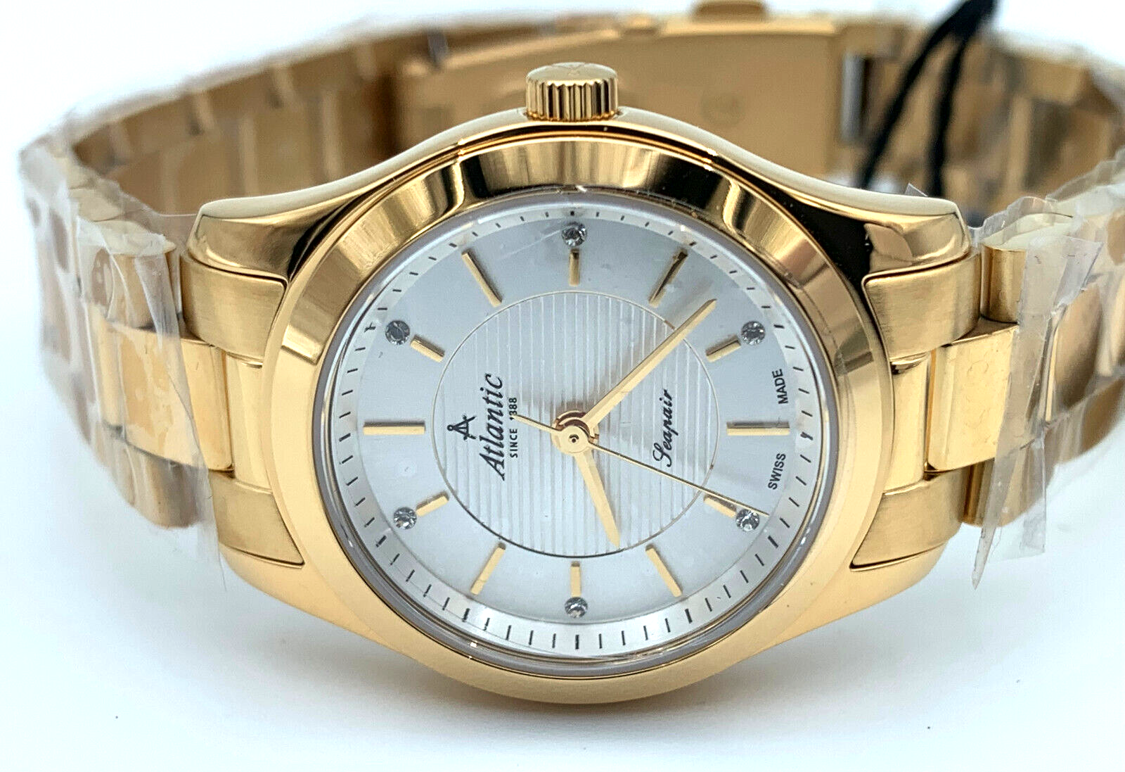 Pre-owned Atlantic Stars Atlantic Seapair Ladies Swiss Quartz Watch Yellow Gold Pvd 20335.45.21