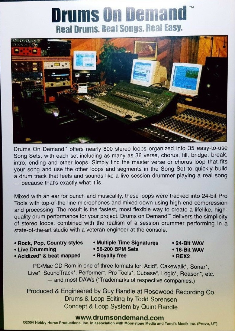 Drums On Demand home music recording drummer's loops software cd-rom: Volume 2