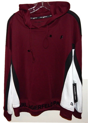 KARL LAGERFELD WOMENS HOODED JACKET burgundy sz L NEW AUTHENTIC