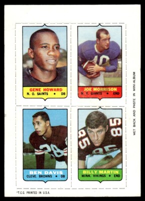 1969 TOPPS FOOTBALL FOUR IN ONE INSERT CARDS STAMPS NFL YOU CHOOSE SEE LIST