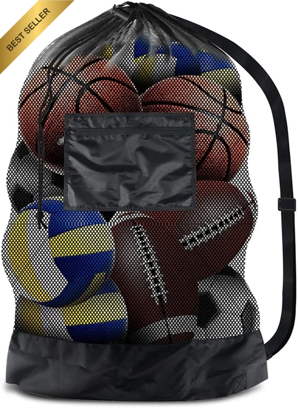 Soccer Ball Net Bag, Extra Large Mesh Ball Bag 100L Capacity Holds 10-12 Balls,
