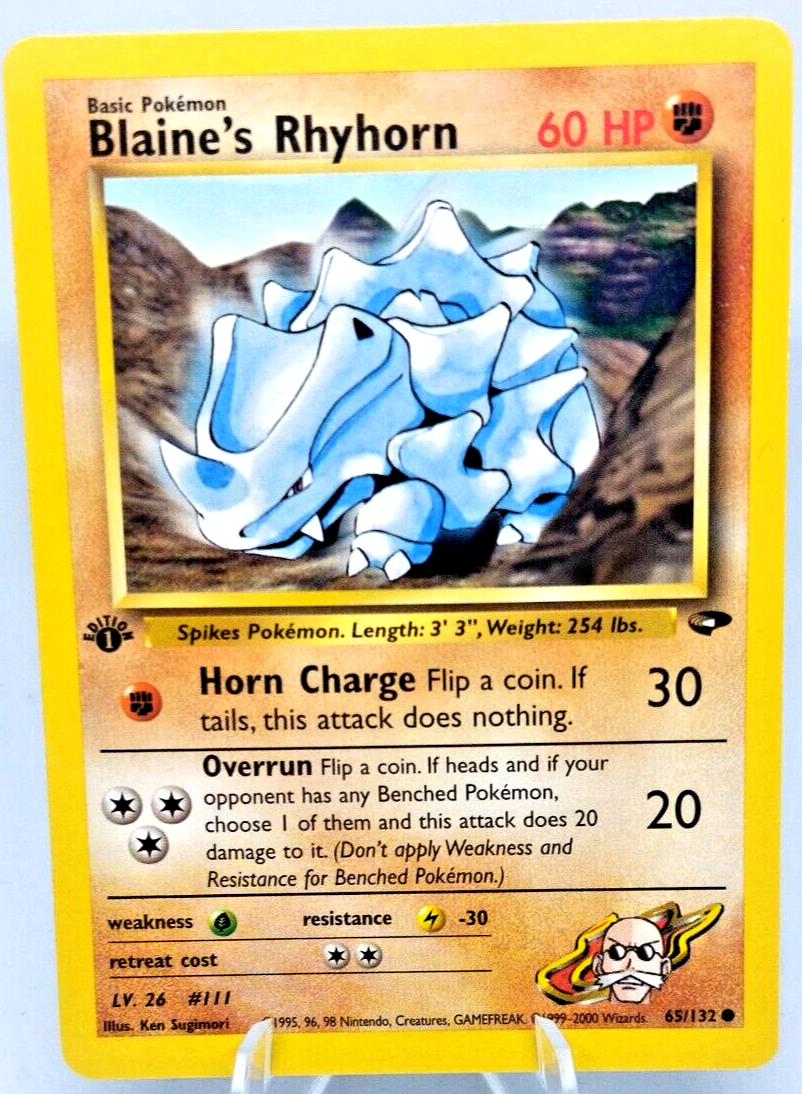 Pokemon Card - 1st Edition Blaine's Rhyhorn (65/132) Gym Challenge  ***NM-MINT***