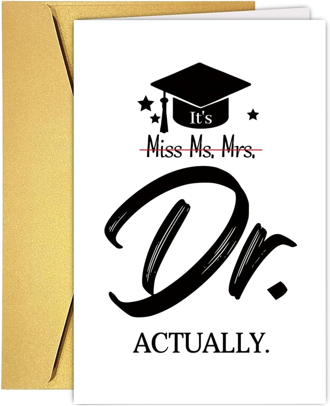 Funny Phd Graduation Card Gift for Women, Humor Doctor Gifts, Congratulation Car