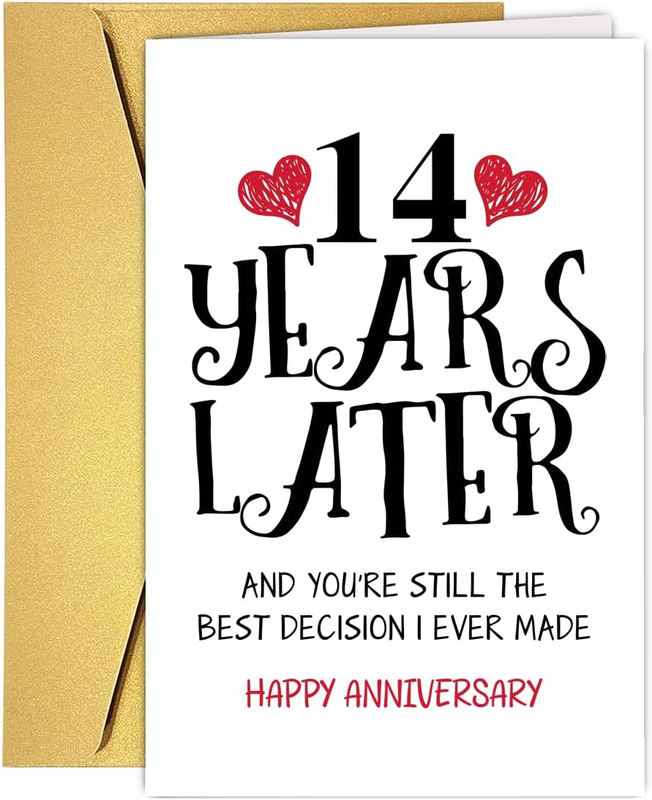 Romantic 14 Years Anniversary Card for Husband Wife, Sweet 14Th Wedding Annivers