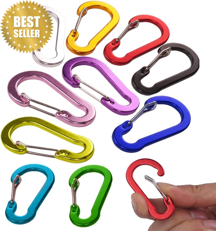 10 Pcs Heavy Duty Small Strong Carabiner Clip Key Chain Accessories Spring Snap