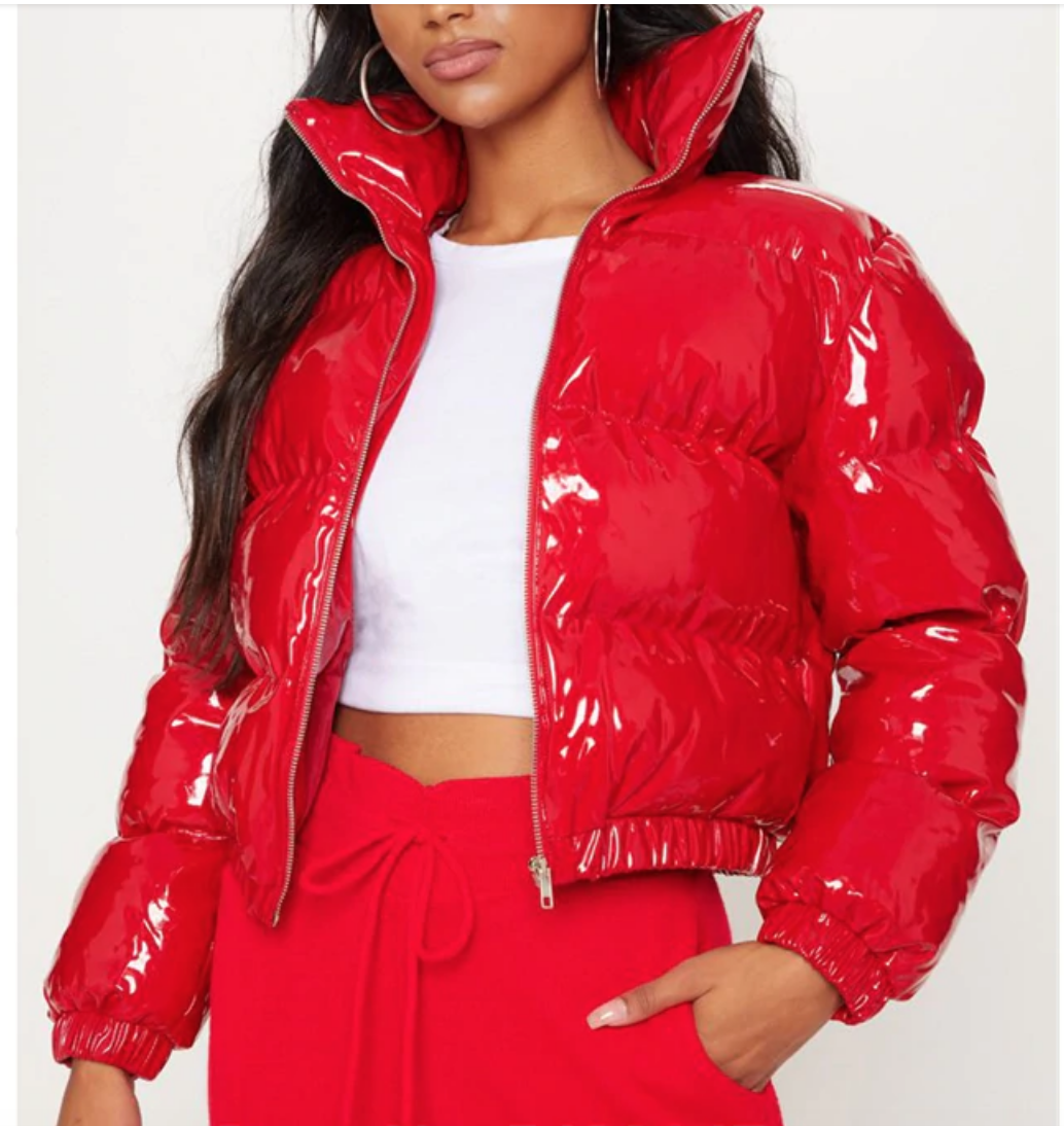 Cropped Puffer Jacket Bubble Coat Shiny Womens Bn 2020 Black Red Blue