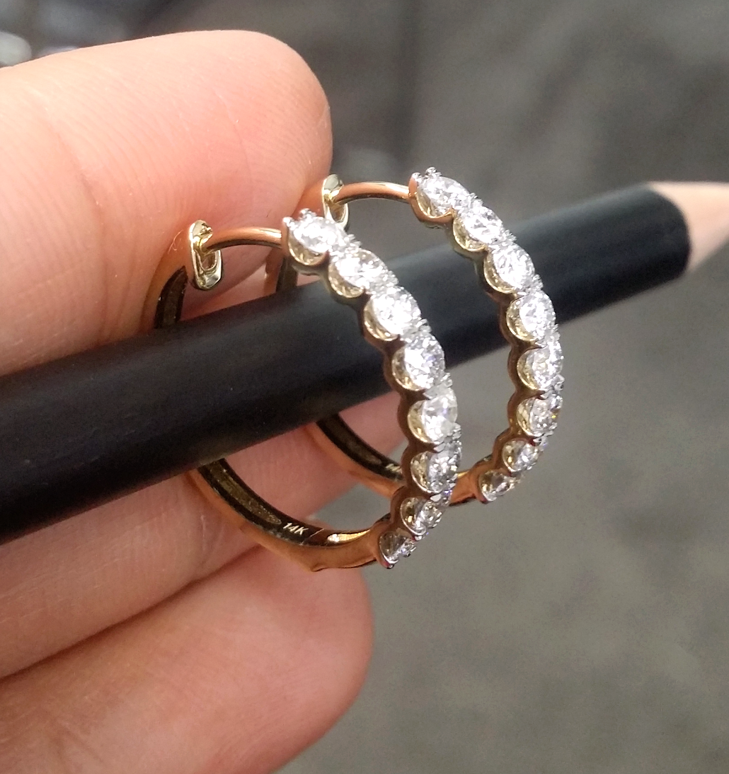Pre-owned Handmade Steal Deal 1.00 Carat Natural Round Diamonds Hoops Huggies Earrings In 14k Gold In White