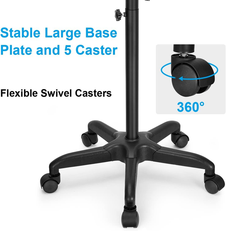 Salon Tray Cart Premium Aluminum Tattoo Tray Rolling Trolley Adjustable Height S