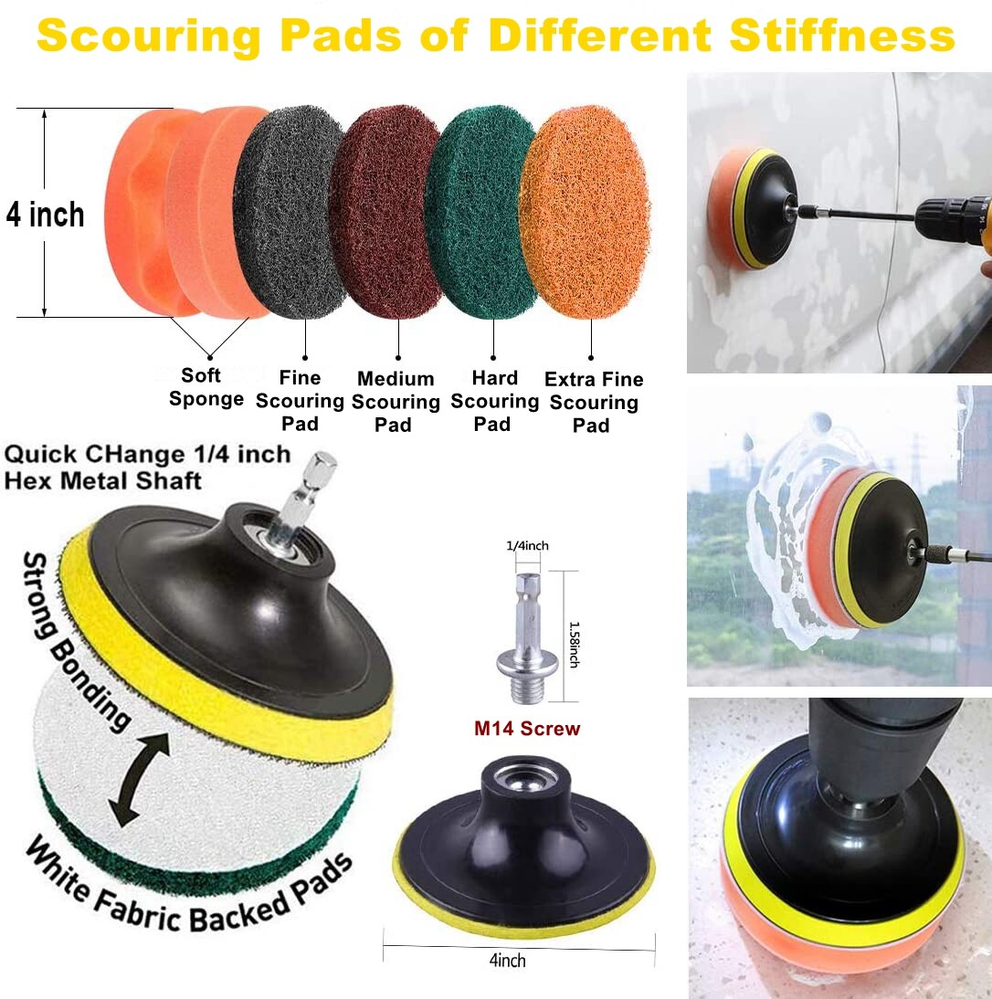 22x All Purpose Cleaning Kit Electric Drill Brush Attachment Set Power Scrubber