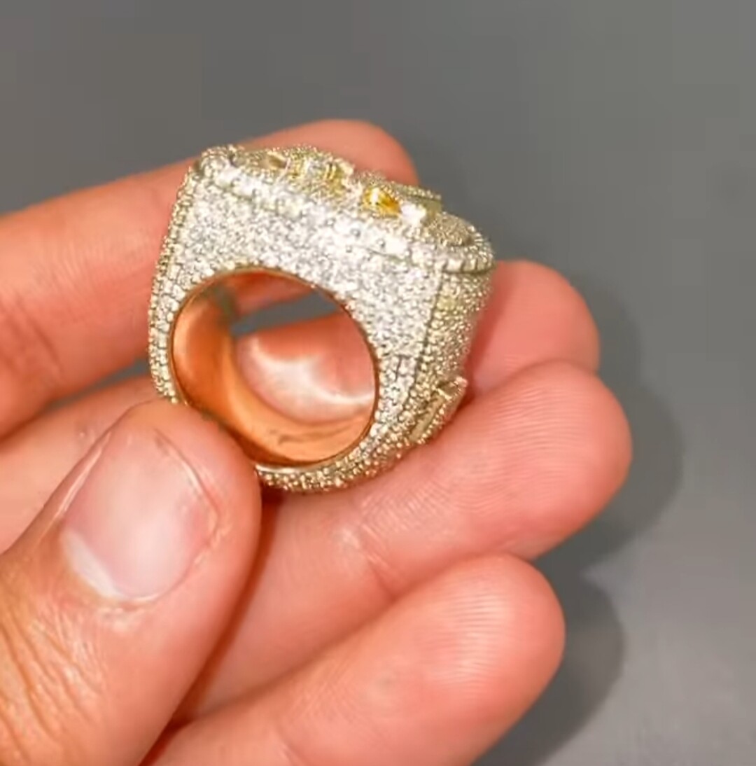 Pre-owned Online0369 Customized Initial Name Mens Ring In 2 Ct Rd Cubic Zirconia Annealing Ring In White