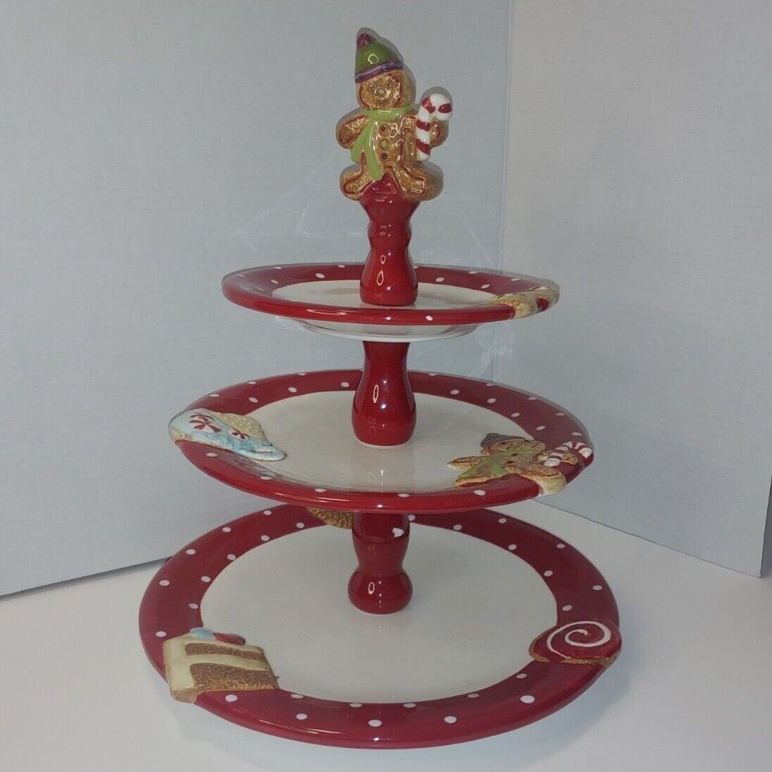 St. Nicholas Square 3 Tiered Server Gingerbread Man Topper a