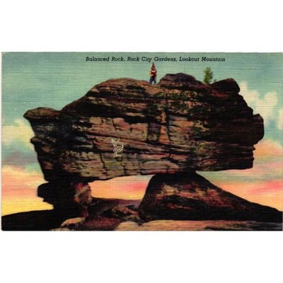 Vintage Balanced Rock Rock City Gardens Lookout Mountain Linen Postcard 8A-H325