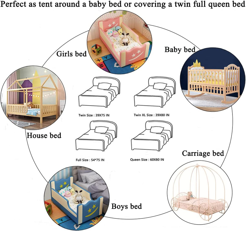 Bed Canopy with Lights Bed Canopy Curtains for Girls Toddler Bed Canopy for Girl