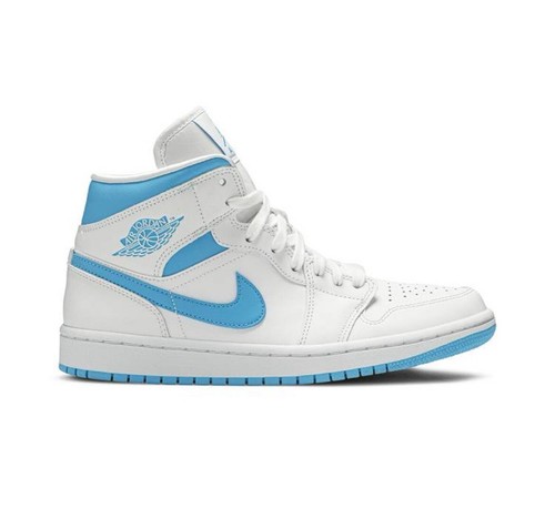 Pre-owned Jordan Air  1 Mid White Blue Unc Women's Size 12 Men's 10.5