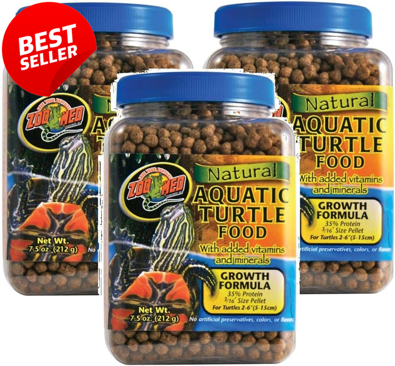 3 Pack Aquatic Turtle Food Growth Formula 7.5oz Each Natural Pellets - US