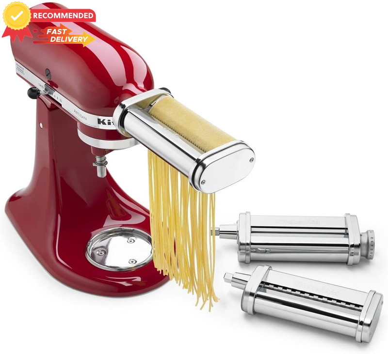 KSMPRA Pasta Roller Cutter Set - 3-Piece Attachment for KitchenAid Mixer