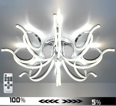XXL LED Deckenlampe Deckenleuchte Kristall Kronleuchter Spiral-Arme Dimmbar + FB