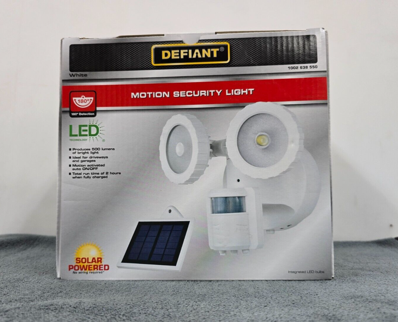 Defiant 180° White Solar Powered Motion Activated Outdoor Integrated LED Flood