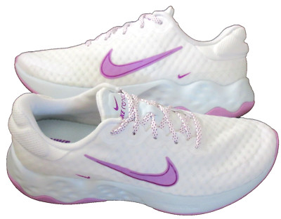 Women's Nike Renew Ride 3 Running Training Shoes White Purple Size 9 NIB